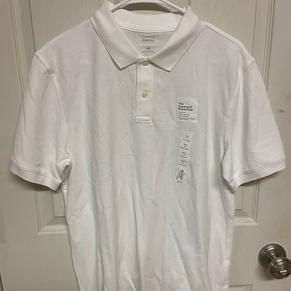 Sonoma White Polo Shirt Classic Short Sleeve